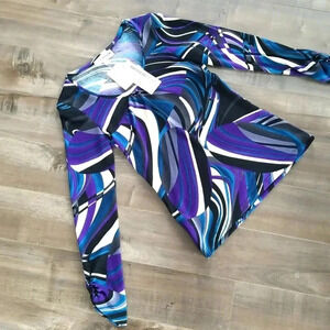 🇨🇦 Brenda Beddome Y2K Abstract Swirl Top Blue & Purple Size Small